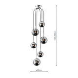 Dar Gold Collection Nico 6 Light Cluster Pendant Polished Chrome Smoked Glass –  from Amos Lighting + Home