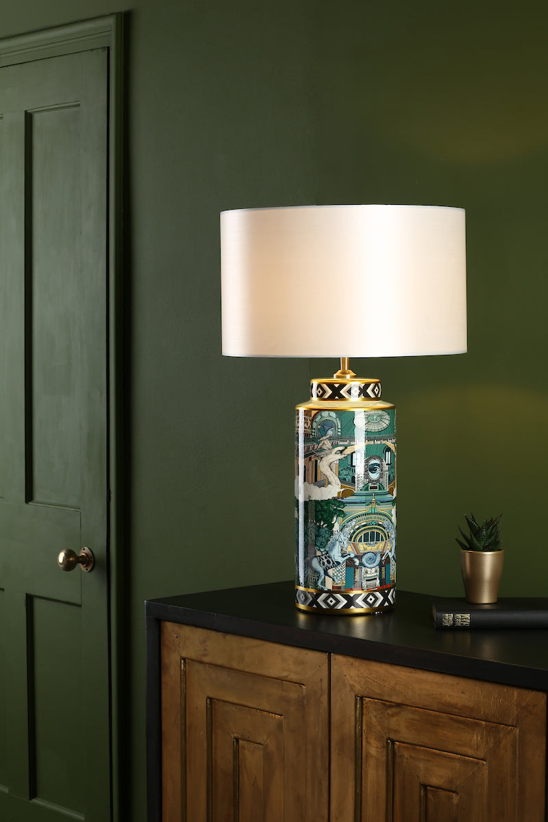 Dar Gold Collection Teisha Table Lamp Green/Gold Animal Motif Base –  from Amos Lighting + Home