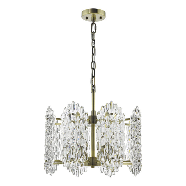 Dar Gold Porthos 8 Light Pendant Antique Brass & Glass –  from Amos Lighting + Home