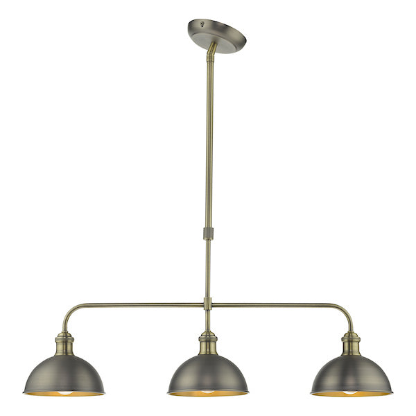 Dar Governor 3 Light Bar Pendant Antique Chrome Antique Brass –  from Amos Lighting + Home