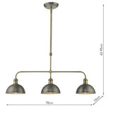 Dar Governor 3 Light Bar Pendant Antique Chrome Antique Brass –  from Amos Lighting + Home