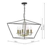 Dar Gretchen Cage Pendant Chandelier Matt Black & Polished Brass –  from Amos Lighting + Home