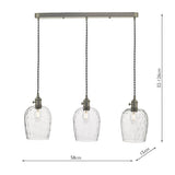 Dar Hadano 3 Bar Light Antique Chrome with Dimpled Glass Shades –  from Amos Lighting + Home