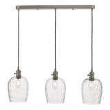 Dar Hadano 3 Bar Light Antique Chrome with Dimpled Glass Shades –  from Amos Lighting + Home