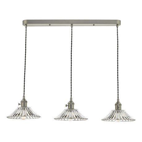 Dar Hadano 3 Bar Light Antique Chrome with Flared Glass Shades –  from Amos Lighting + Home