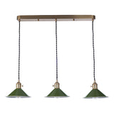 Dar Hadano 3 Bar Light Brass with Olive Green Shades –  from Amos Lighting + Home