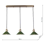 Dar Hadano 3 Bar Light Brass with Olive Green Shades –  from Amos Lighting + Home