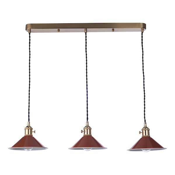 Dar Hadano 3 Bar Light Brass with Umber Shades –  from Amos Lighting + Home