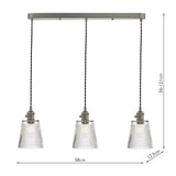 Dar Hadano 3 Light Antique Chrome Suspension With Ribbed Glass Shades –  from Amos Lighting + Home