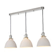 Dar Hadano 3 Light Bar Pendant Antique Chrome &amp; Ceramic Domed Shade –  from Amos Lighting + Home