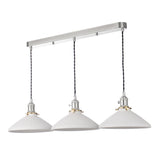 Dar Hadano 3 Light Bar Pendant Antique Chrome &amp; Ceramic Shallow Shade –  from Amos Lighting + Home