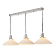 Dar Hadano 3 Light Bar Pendant Antique Chrome &amp; Ceramic Shallow Shade –  from Amos Lighting + Home