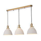 Dar Hadano 3 Light Bar Pendant Natural Brass &amp; Ceramic Domed Shade –  from Amos Lighting + Home