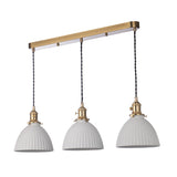 Dar Hadano 3 Light Bar Pendant Natural Brass &amp; Ceramic Domed Shade –  from Amos Lighting + Home