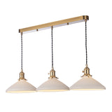 Dar Hadano 3 Light Bar Pendant Natural Brass &amp; Ceramic Shallow Shade –  from Amos Lighting + Home