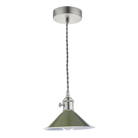 Dar Hadano Pendant Antique Chrome With Olive Green Shade –  from Amos Lighting + Home