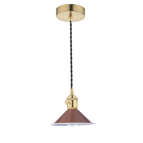 Dar Hadano Pendant Natural Brass With Umber Shade –  from Amos Lighting + Home