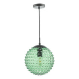 Dar Hobnail Pendant Matt Black & Green Glass –  from Amos Lighting + Home