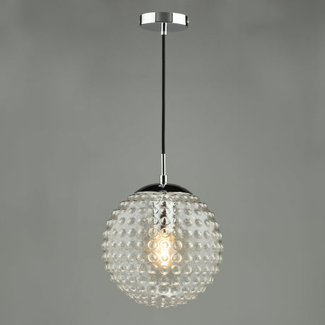 Dar Hobnail Pendant Polished Chrome & Clear Glass –  from Amos Lighting + Home