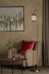 Dar Idra Floor Lamp Aged Bronze and Pink Ribbed Glass –  from Amos Lighting + Home