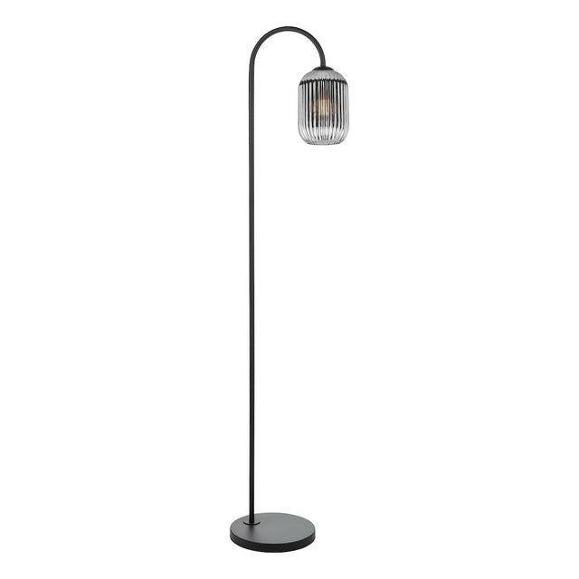 Dar Idra Floor Lamp Matt Black and Smoked Ribbed Glass –  from Amos Lighting + Home