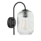 Dar Idra Wall Light Matt Black and Ribbed Glass –  from Amos Lighting + Home