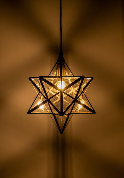 Dar Ilario Small Star Pendant Antique Brass & Glass –  from Amos Lighting + Home