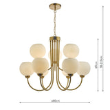 Dar Indra 9 Light Chandelier Natural Brass With Opal Glass –  from Amos Lighting + Home