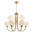 Dar Indra 9 Light Chandelier Natural Brass With Opal Glass –  from Amos Lighting + Home