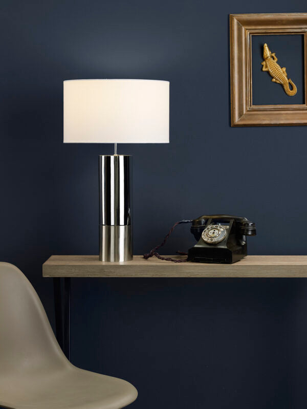 Dar Ingleby Table Lamp Polished Chrome with Shade –  from Amos Lighting + Home