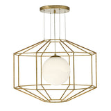 Dar Izmir Hexagonal Old Gold Frame Chandelier Pendant Opal Glass –  from Amos Lighting + Home