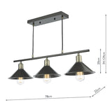 Dar Jalen 3 Bar Pendant Graphite & Antique Brass –  from Amos Lighting + Home