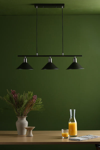 Dar Jalen 3 Bar Pendant Graphite & Antique Brass –  from Amos Lighting + Home