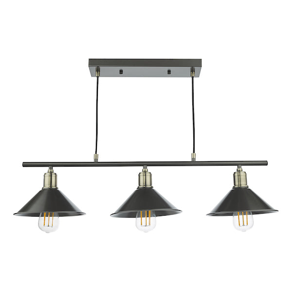 Dar Jalen 3 Bar Pendant Graphite & Antique Brass –  from Amos Lighting + Home