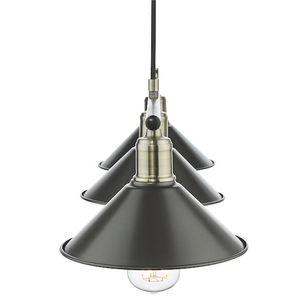 Dar Jalen 3 Bar Pendant Graphite & Antique Brass –  from Amos Lighting + Home