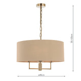 Dar Jamelia 3 Light Pendant Chandelier Antique Brass Taupe Shade –  from Amos Lighting + Home