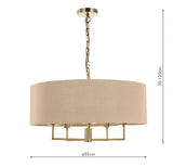 Dar Jamelia 5 Light Pendant Chandelier Antique Brass Taupe Shade –  from Amos Lighting + Home