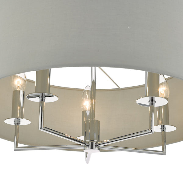 Dar Jamelia 5lt Pendant Chandelier Polished Chrome &amp; Grey –  from Amos Lighting + Home