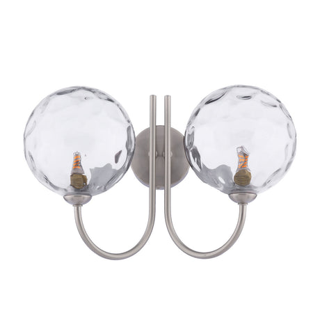 Dar Jared 2 Light Wall Light Satin Nickel & Dimpled Clear Glass –  from Amos Lighting + Home