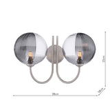 Dar Jared 2 Light Wall Light Satin Nickel & Smoked/Clear Ribbed Glass –  from Amos Lighting + Home