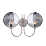 Dar Jared 2 Light Wall Light Satin Nickel & Smoked/Clear Ribbed Glass –  from Amos Lighting + Home