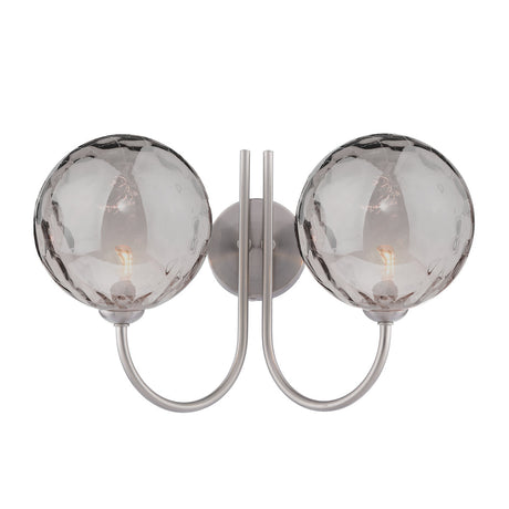 Dar Jared 2 Light Wall Light Satin Nickel and Smoked Dimpled Glass –  from Amos Lighting + Home