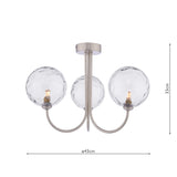 Dar Jared 3 Light Semi-Flush Satin Nickel & Dimpled Clear Glass –  from Amos Lighting + Home