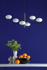 Dar Jasper 6 Light Pendant Matt Black and Opal Glass –  from Amos Lighting + Home