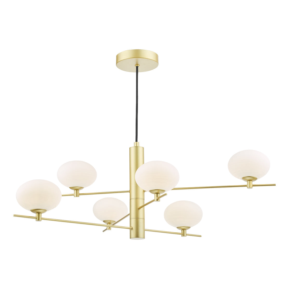 Dar Jasper 6 Light Pendant Satin Gold and Opal Glass –  from Amos Lighting + Home