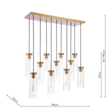 Dar Jodelle 11 Light Bar Pendant Polished Bronze and Glass –  from Amos Lighting + Home