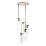 Dar Jodelle 5 Light Cluster Pendant Polished Bronze and Glass –  from Amos Lighting + Home