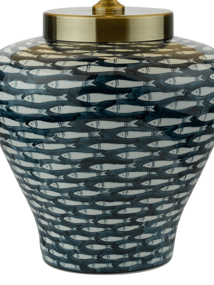 Dar Joy Table Lamp Base Blue White Fish Motif –  from Amos Lighting + Home