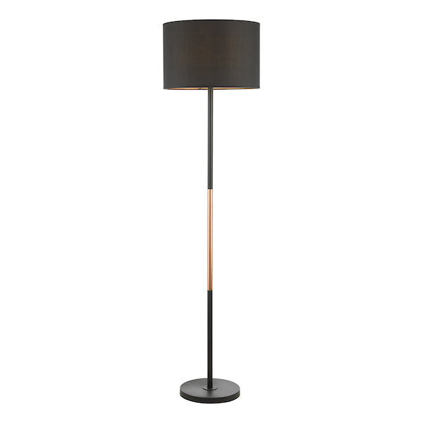 Dar Kelso Floor Lamp Matt Black Polished Copper with Shade –  from Amos Lighting + Home