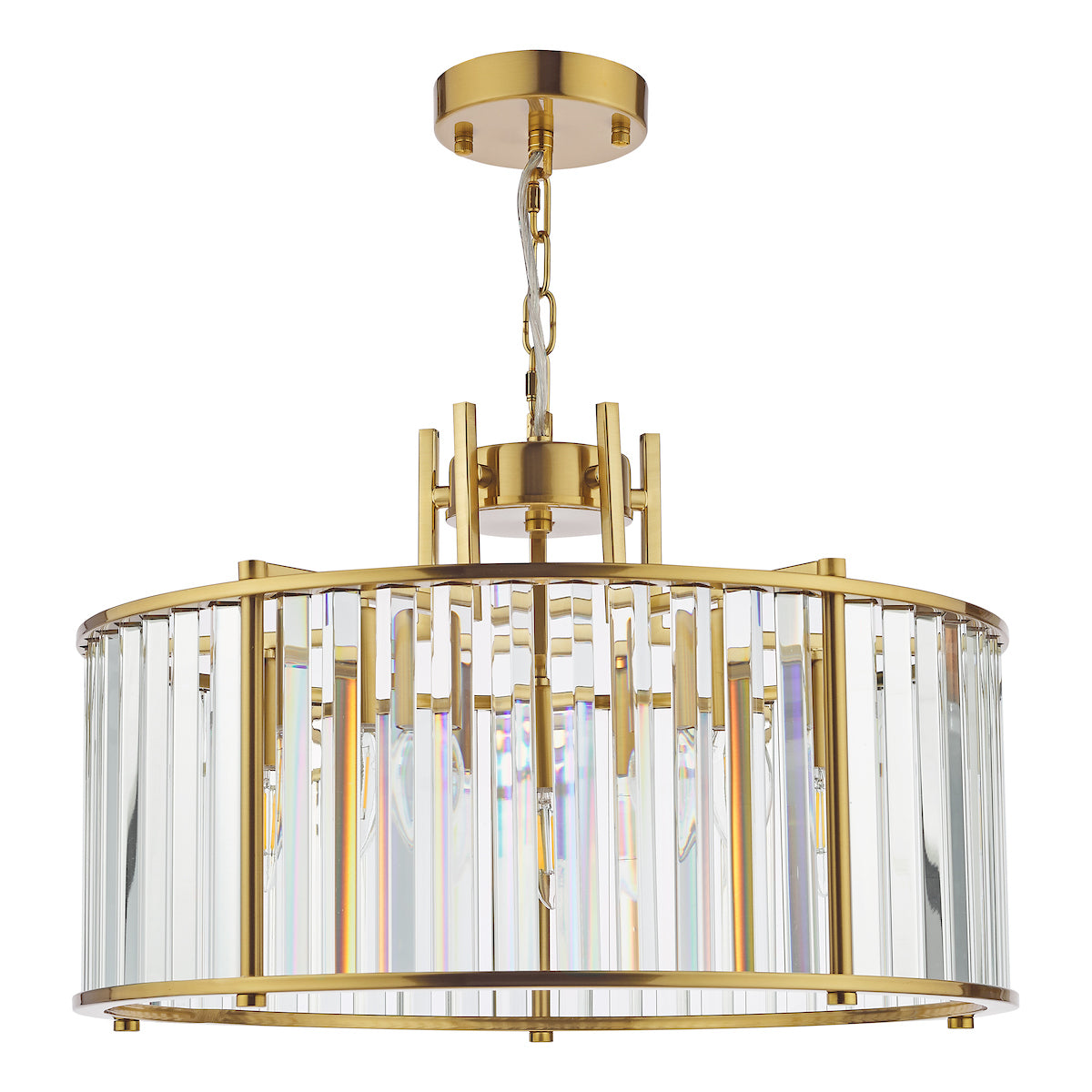 Dar Kiran 5 Light Pendant Natural Brass and Glass –  from Amos Lighting + Home